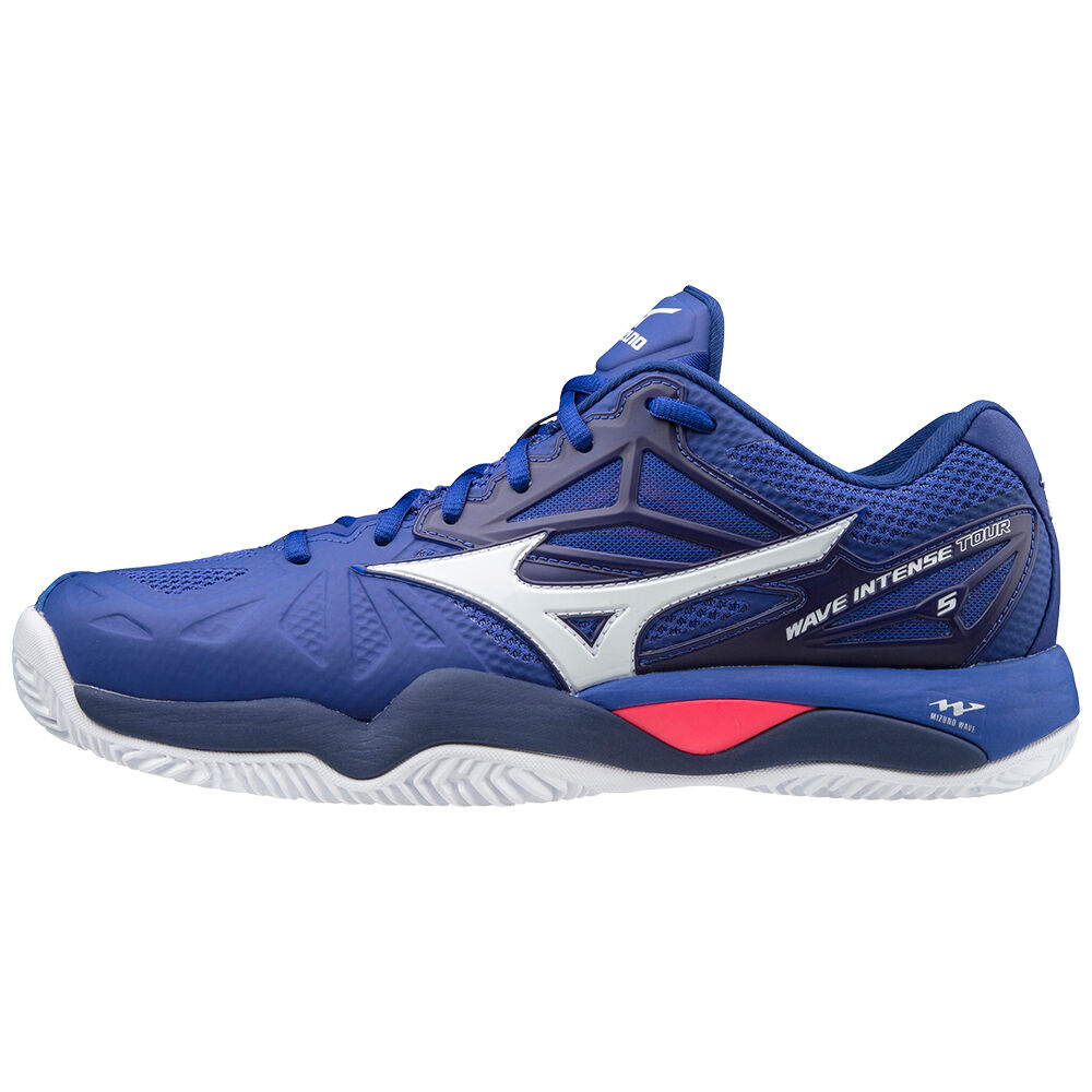 Mizuno Wave Intense Tour 5 Cc - Erkek Tenis Ayakkabısı - Mavi/Beyaz/Pembe Türkiye (MYHNEC-936)